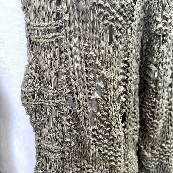 Chico’s mocha and cream crocheted cardigan. - Picture 7 of 10